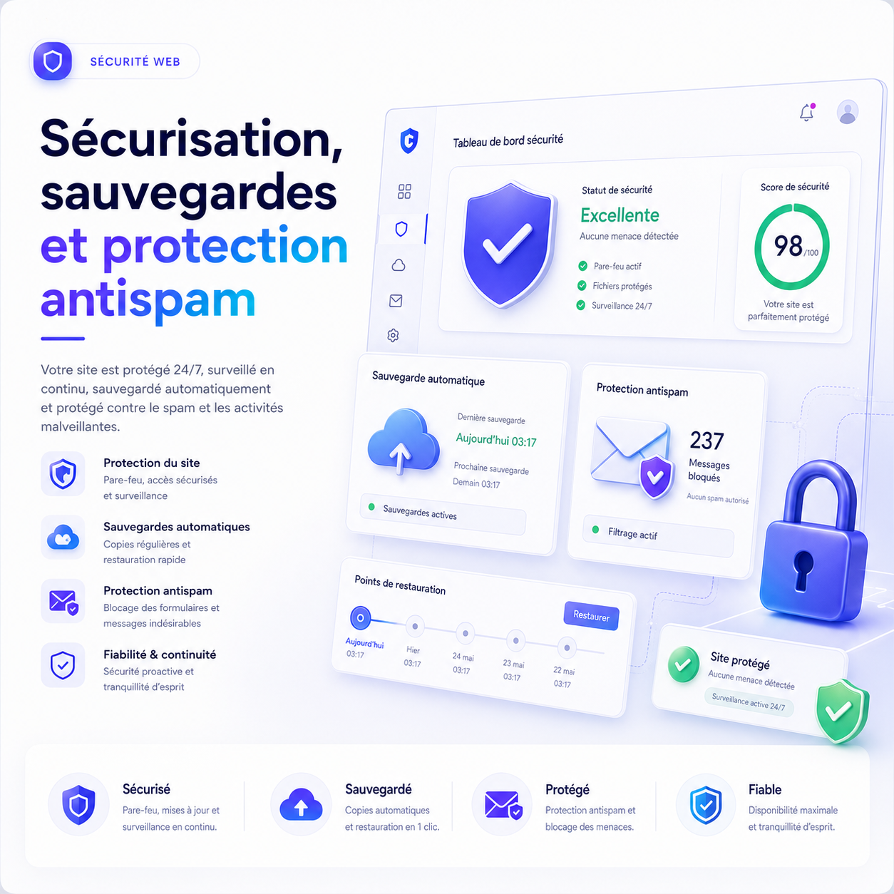 Security, backups and spam protection